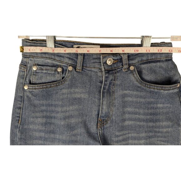 Levis Silver Tab Jeans 14/26 Reg Blue Mini Mom Distressed Denim Adjustable Waist - Picture 3 of 10